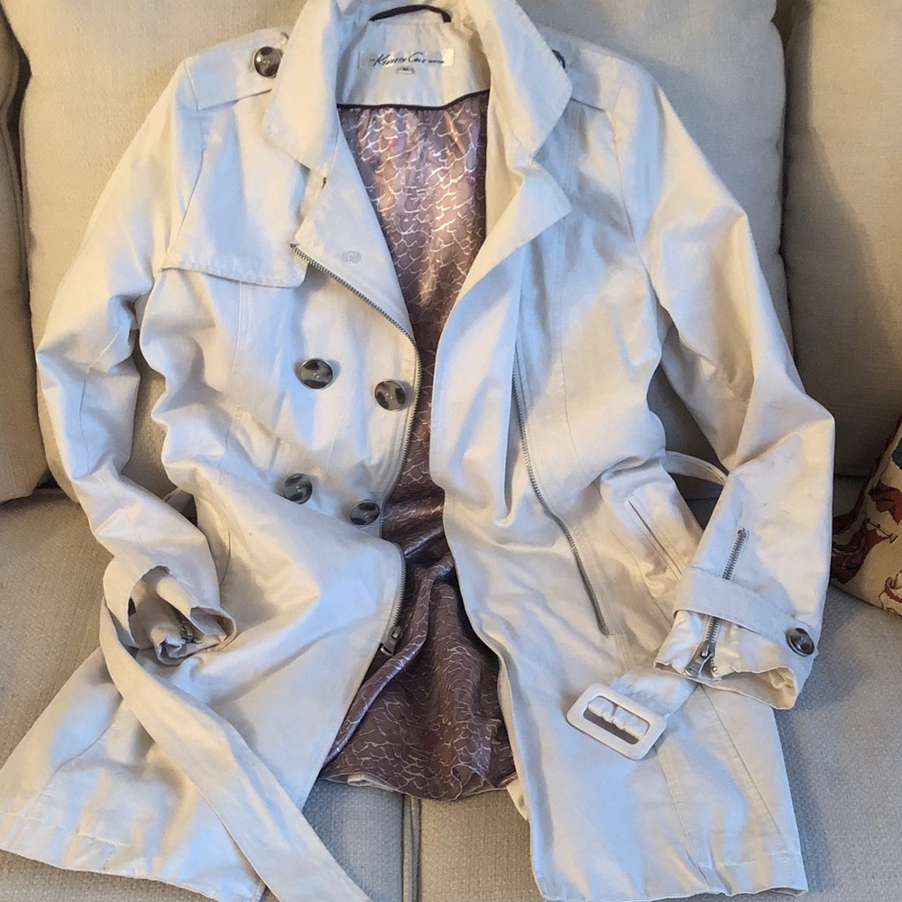 Kenneth Cole New York Cream Trench Coat